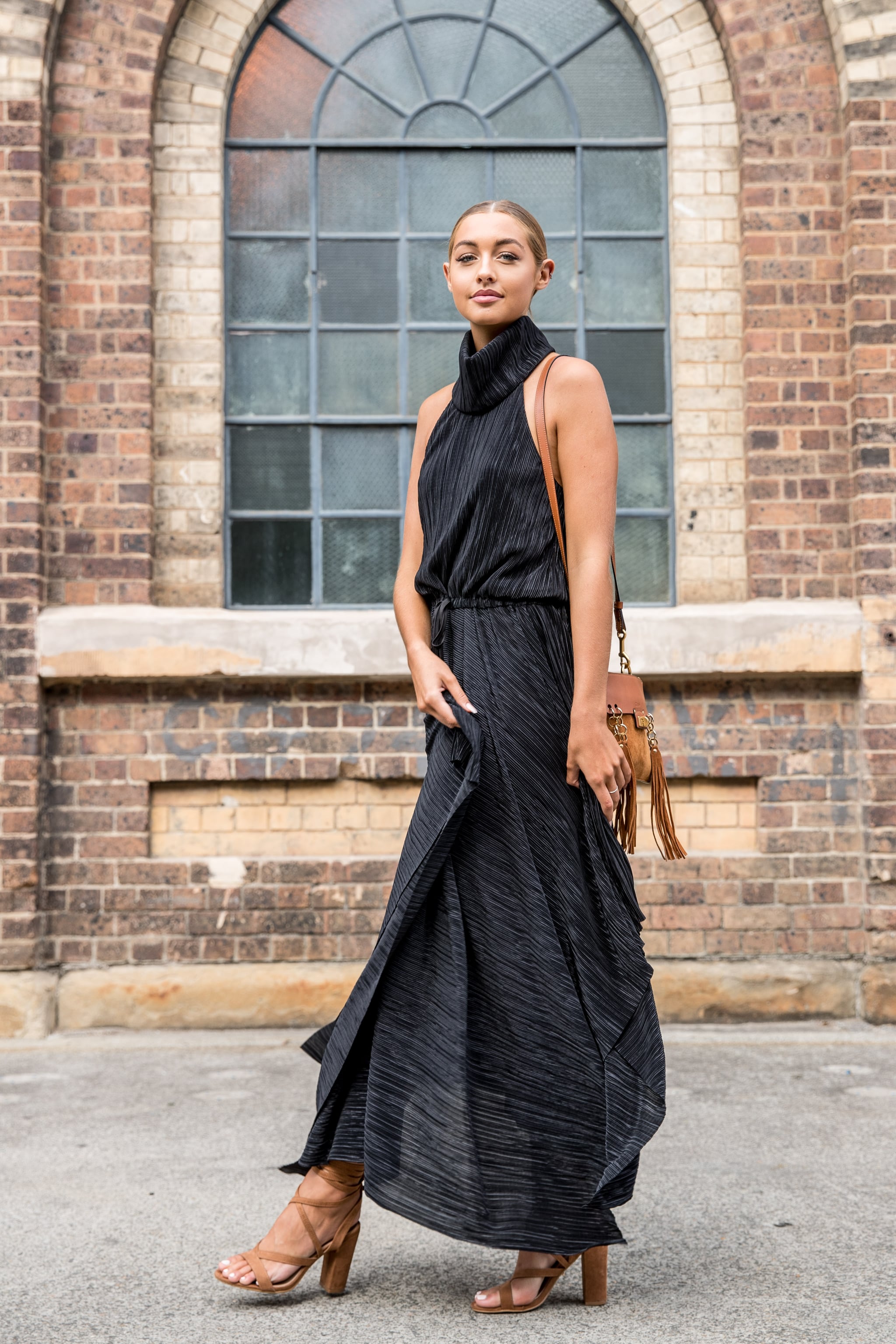 lever Arena Konsultere Draped Black Halter | 38 Ways to Wear a Maxi Dress This Summer | POPSUGAR  Fashion Middle East Photo 10