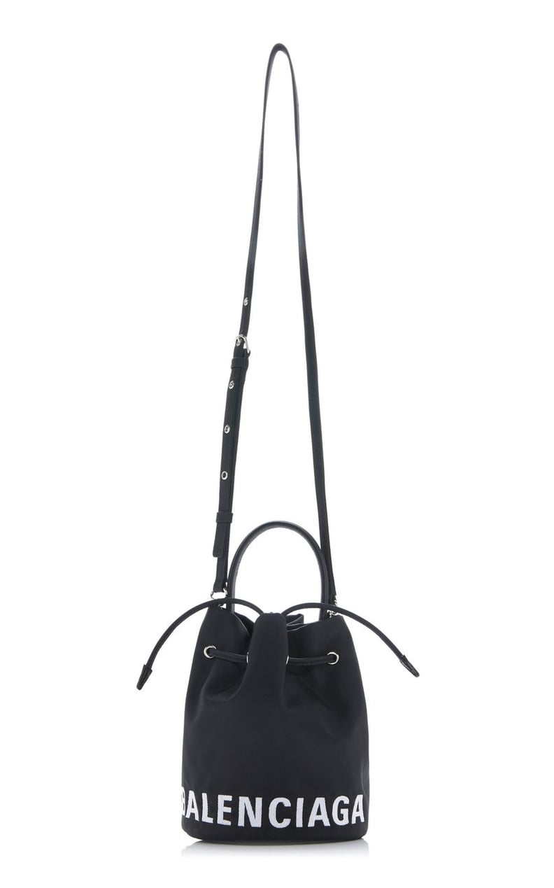 Balenciaga Wheel Drawstring Leather Bucket Bag