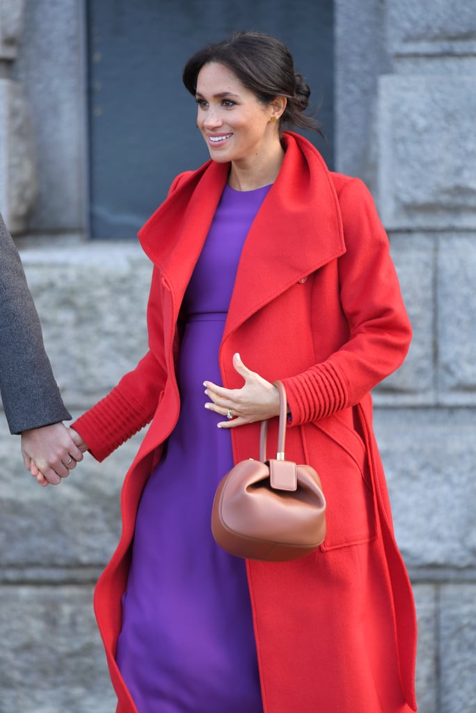 Meghan Markle Red and Purple Outfit Birkenhead January 2018