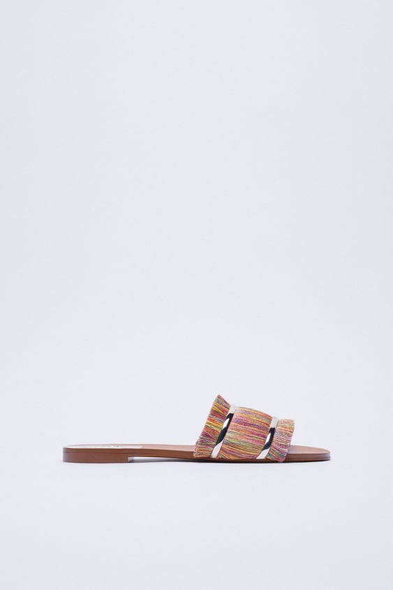 Zara Slide Sandals With Colourful Fringes