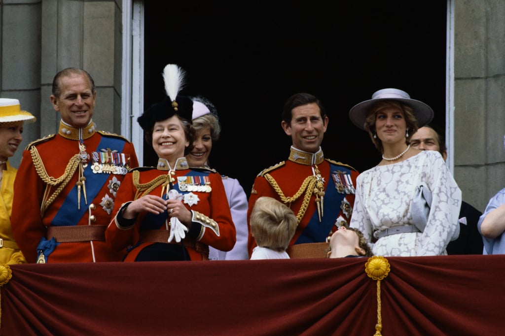 Although they were separated by Prince Charles, Queen Elizabeth II and Princess Diana shared a laugh while watching the Trooping the Colour ceremony in 1983 at Buckingham Palace.