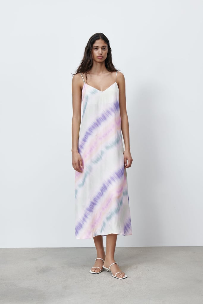 tie dye silk dress zara