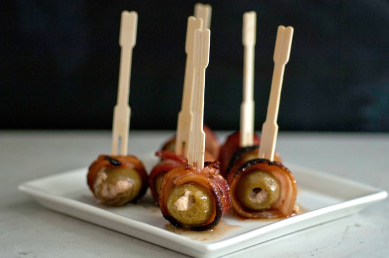 Maple-Syrup-Glazed, Bacon-Wrapped Olives