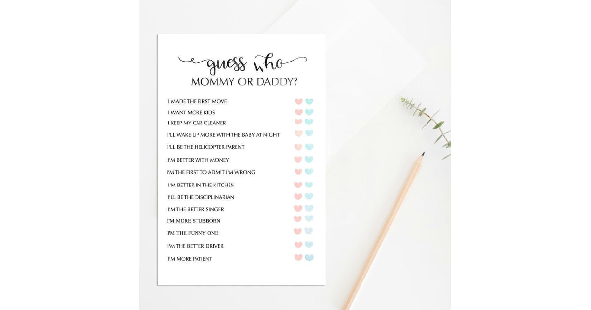 BabyShower Games For Men Guess Who Game BabyShower Games For Men