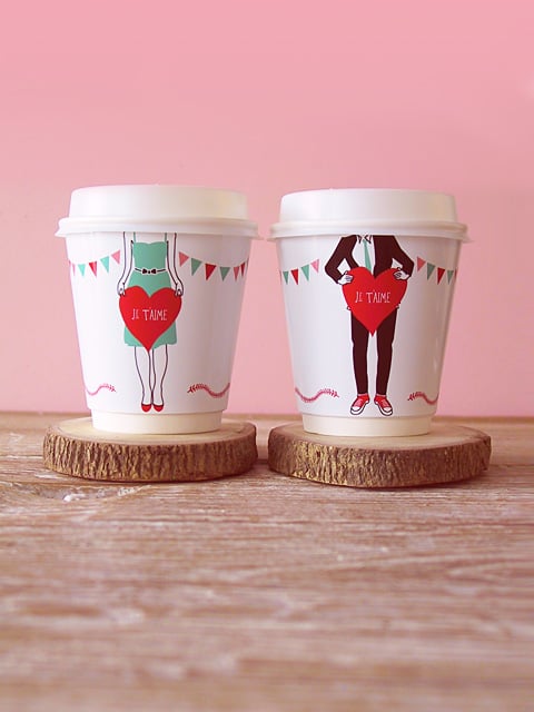 Je T'aime Coffee Cup Wrapper Printables