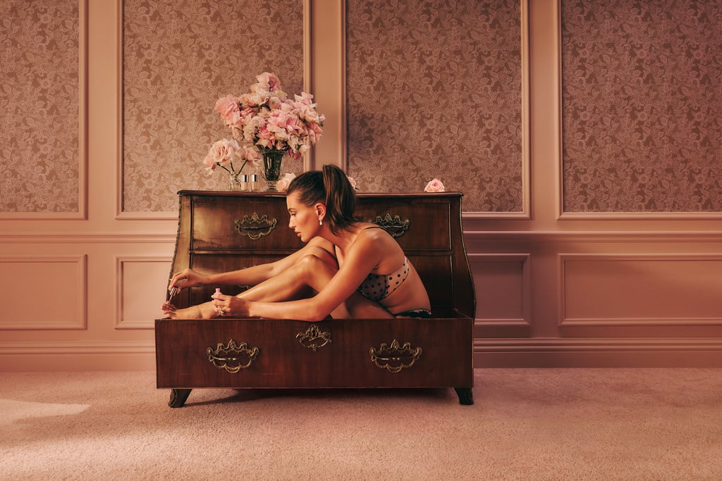 Victoria's Secret Tease Unlined Sheer Dot Demi Bra ($45)
Bieber also sported this polka dot bra set while recreating an iconic Gisele Bunchden ad. It not only features a luxe design with black lace trim and dots over pink sheer fabric, but also a deep-V neckline — perfect for pairing with your low-cut V-Day LBD. Style it with the Victoria's Secret Tease Sheer Dot High-Leg Cheeky Panty ($17) to feel your most confident.