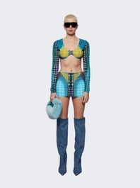 Jean Paul Gaultier Cyber U Neck Crop Top With Long Sleeves