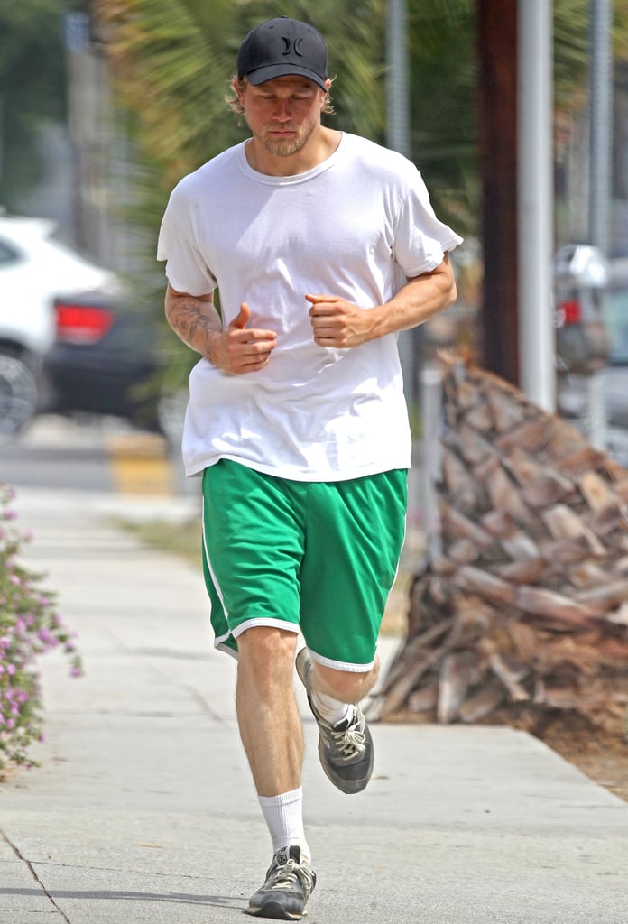Charlie Hunnam went for a jog in LA on Saturday.