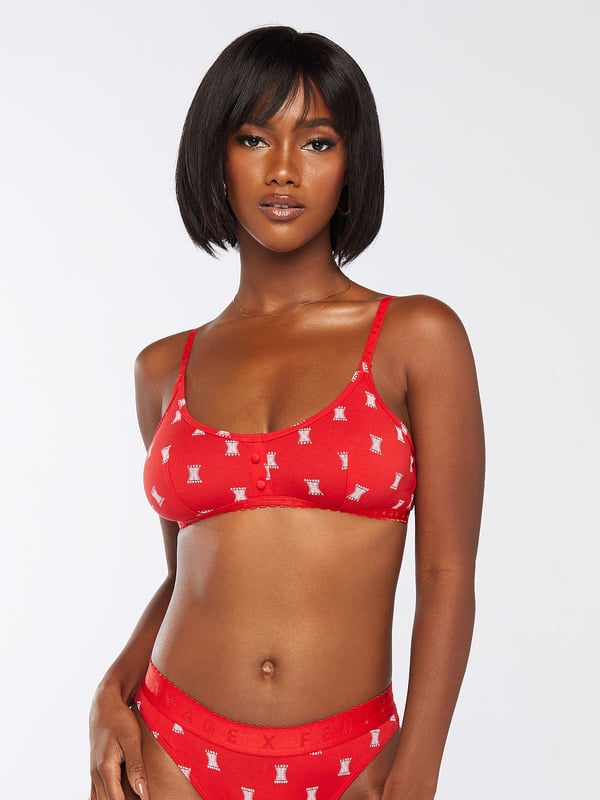 Savage x Fenty Cotton Jersey Bralette in Multi and Red