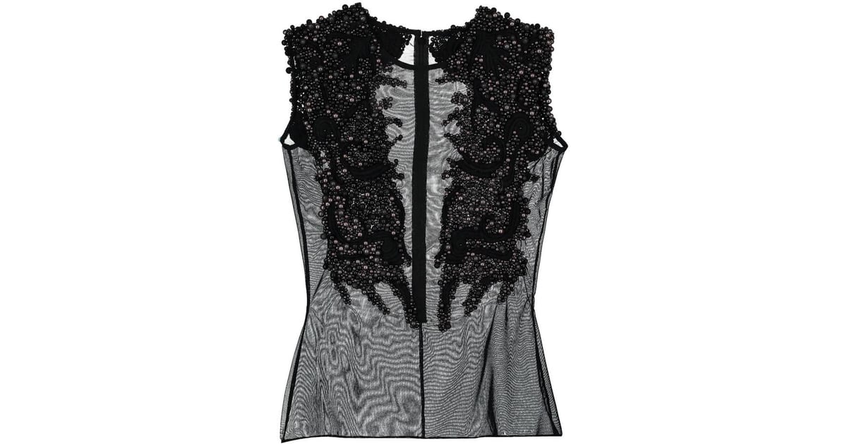 Veil London Black Hand-Beaded Top | Angelina Jolie's Black ...