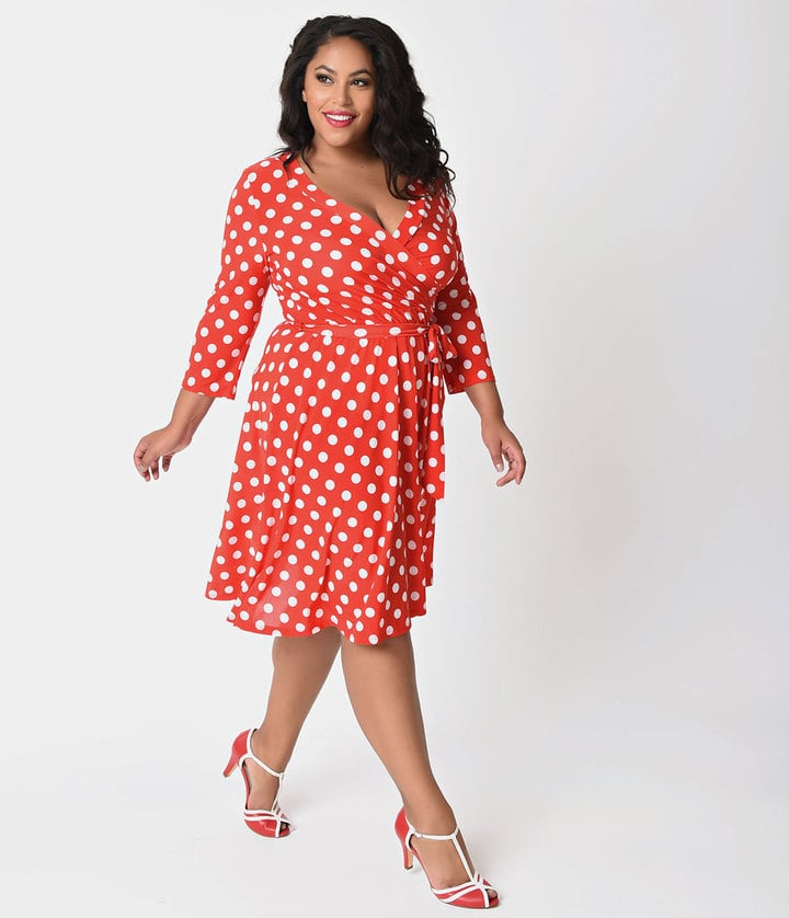 Unique Vintage Plus-size Polka Dot Dress 