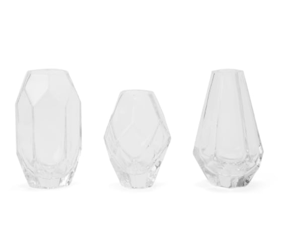 Trio of Geometric Glass Vases ($30)