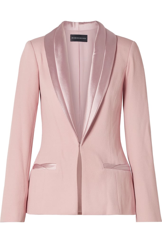 Brandon Maxwell Satin Trimmed Crepe Blazer