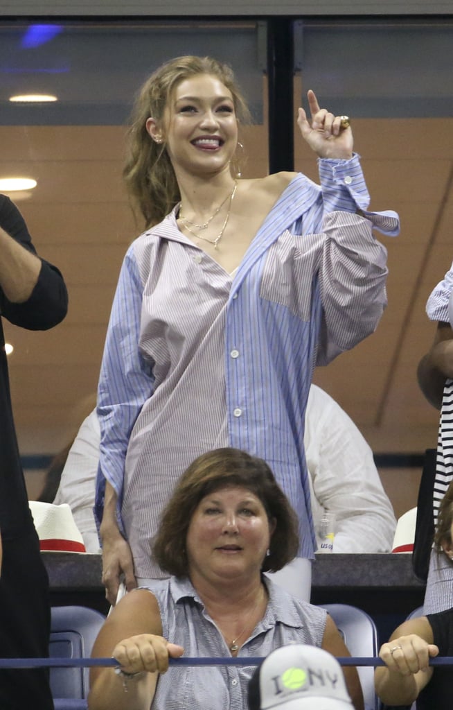 Gigi and Bella Hadid at US Open in Button-Downs 2018