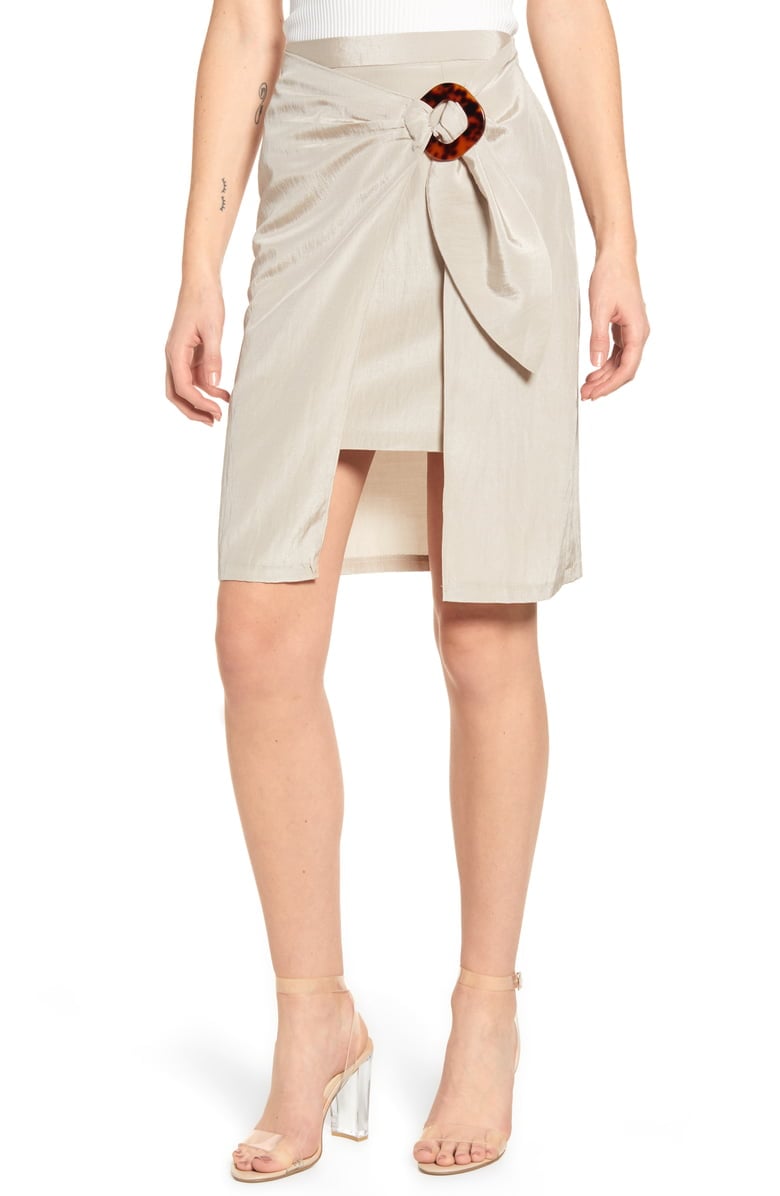 J.O.A. Wrap Front Side Buckle Skirt
