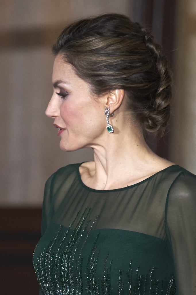 Queen Letizia's Green Sparkly Dress November 2016