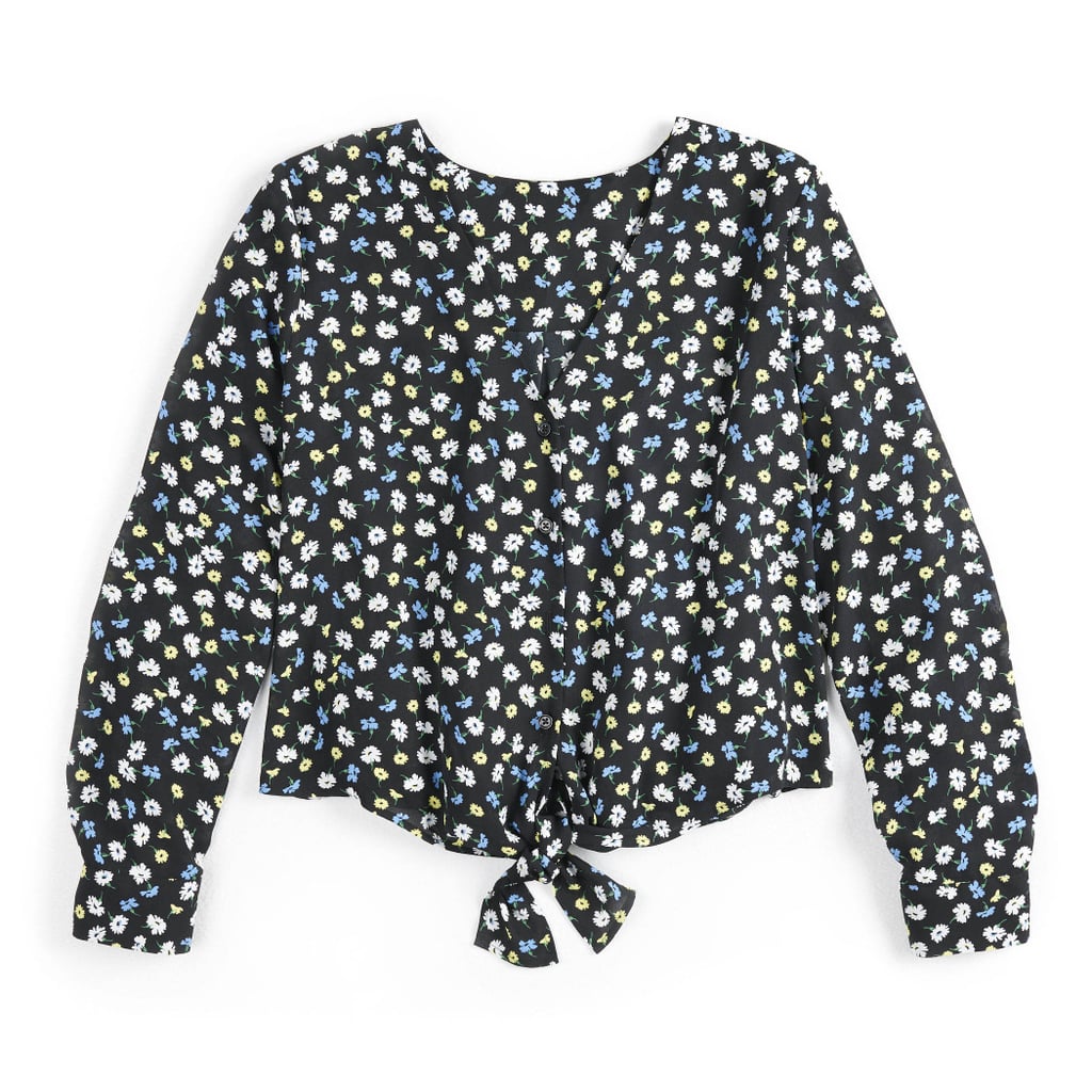 POPSUGAR Knot-Front Long Sleeve Top