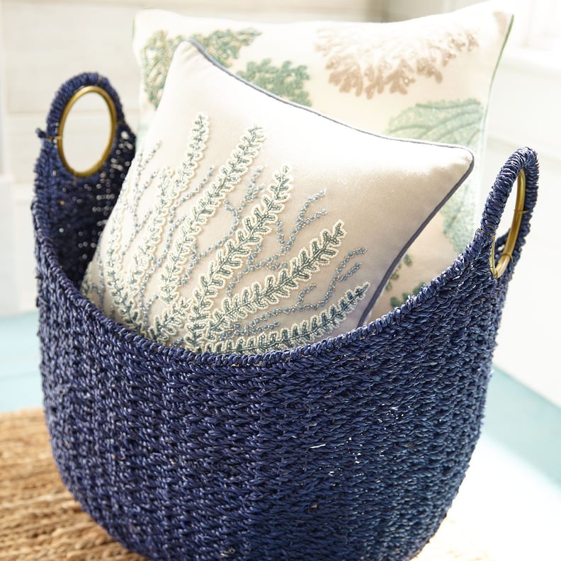 Loft Indigo Blue Wicker Oval Basket