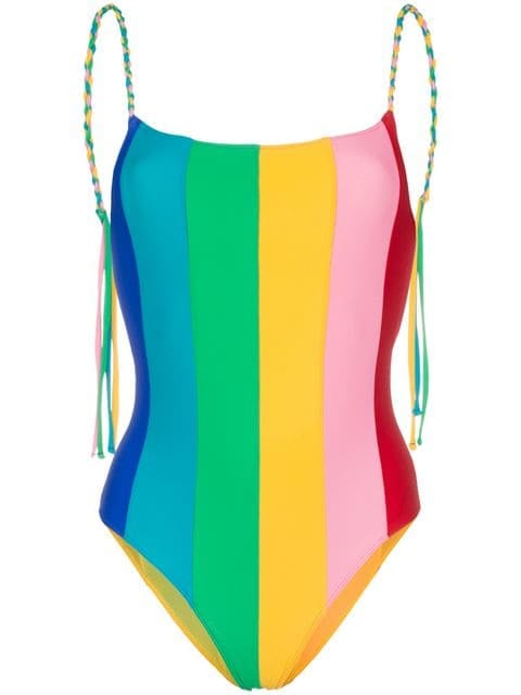 Paper London Backless Rainbow Swimsuit