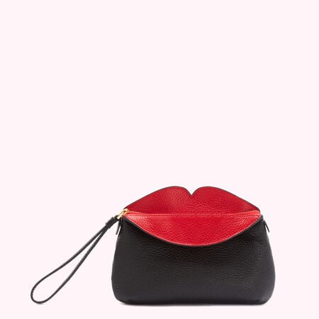 Lulu Guinness Black Peekaboo Lip Clover Clutch