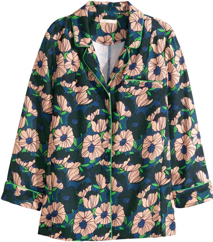 Patterned Blouse in Dark Blue/Floral ($50)