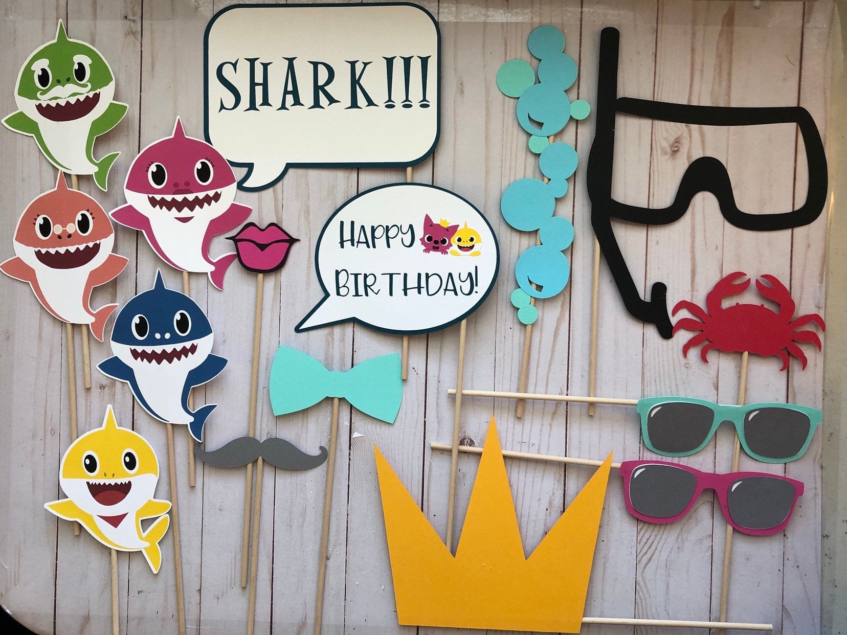 Baby Shark Photo Booth Props  All of the Party Supplies You Need