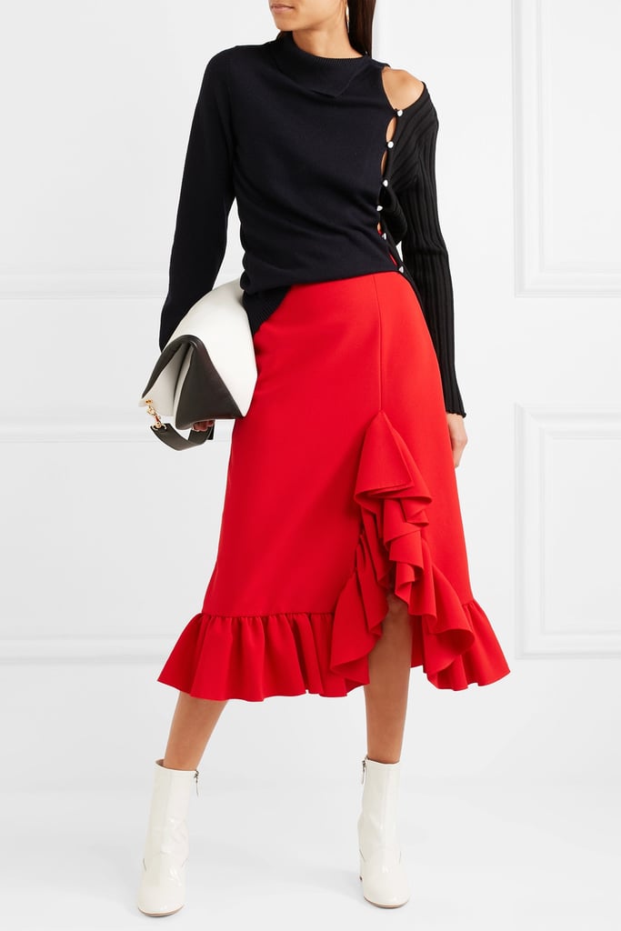 MSGM Ruffled Crepe Midi Skirt