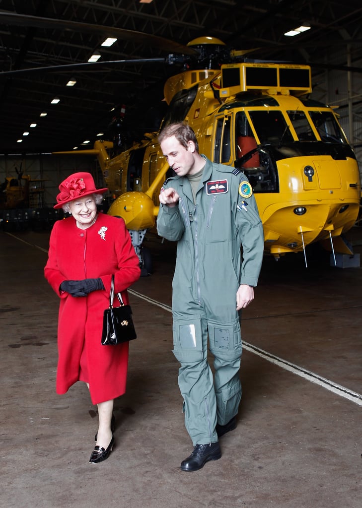 Prince William escorted his grandmother as she visited the RAF Valley in 2011.