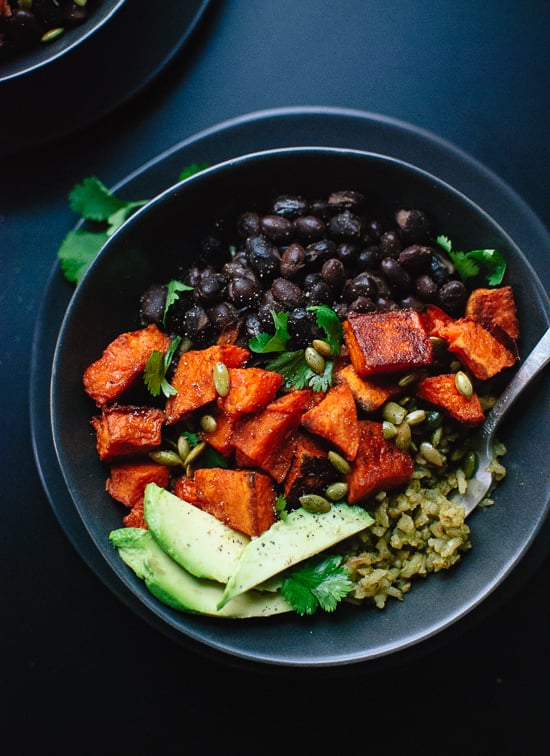 Sweet Potato Green Rice Burrito Bowls