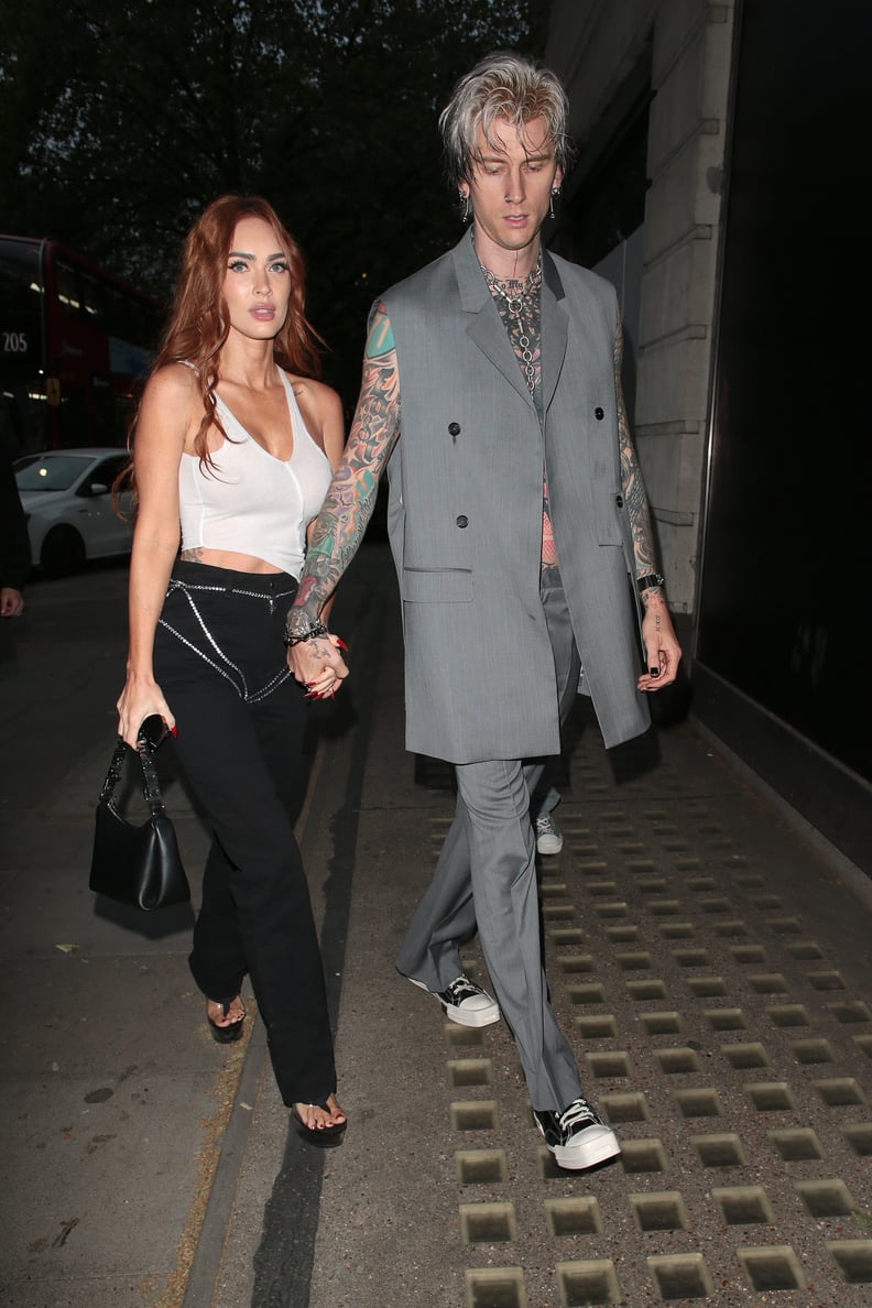 LONDON, ENGLAND - MAY 30:  Megan Fox and Machine Gun Kelly seen attending the unveiling of 'The 8th Deadly Sin - GOSSIP', a limited-edition ring collection by Stephen Webster x Machine Gun Kelly on May 30, 2023 in London, England. (Photo by Ricky Vigil M 