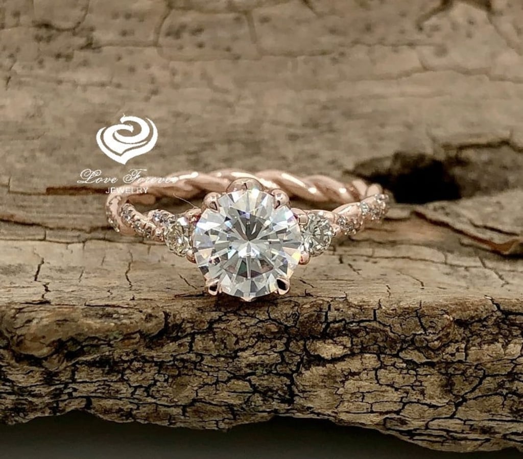Love Forever Jewelry Round Cut Engagement Ring in 14K Rose Gold