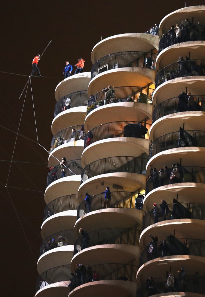 Nik Wallenda Walks a Tightrope Between Chicago Buildings