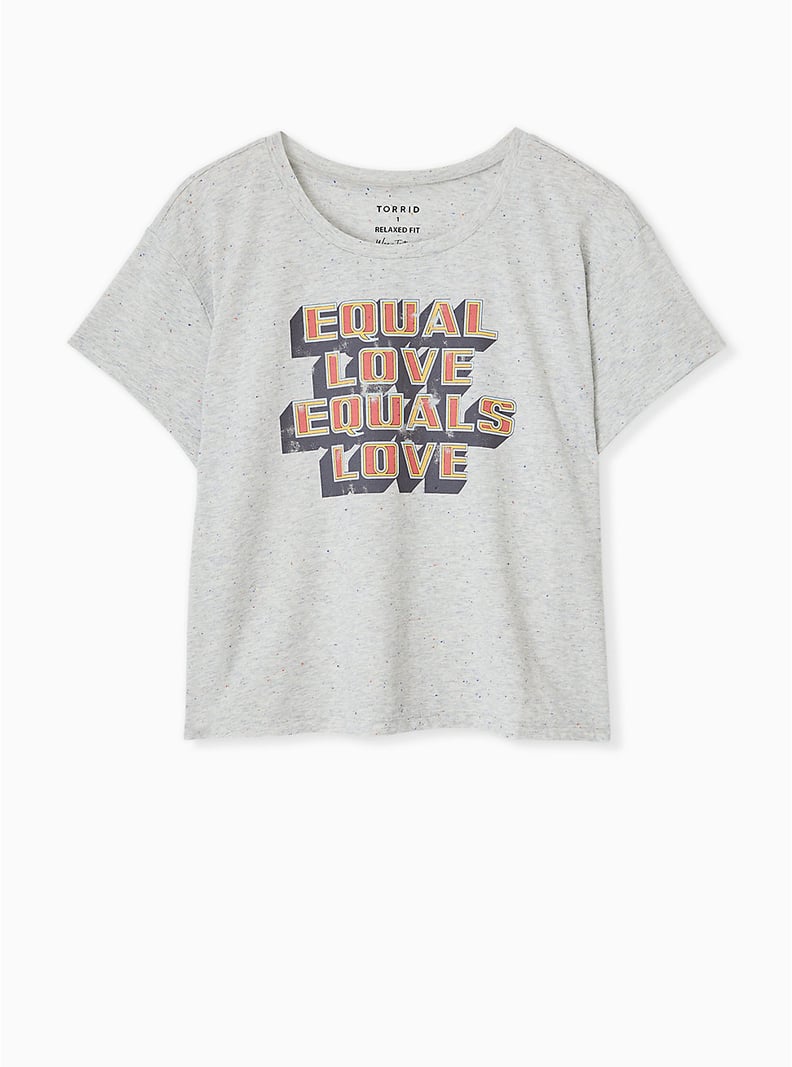 Torrid Celebrate Love Equal Love Grey Confetti Crop Crew Tee