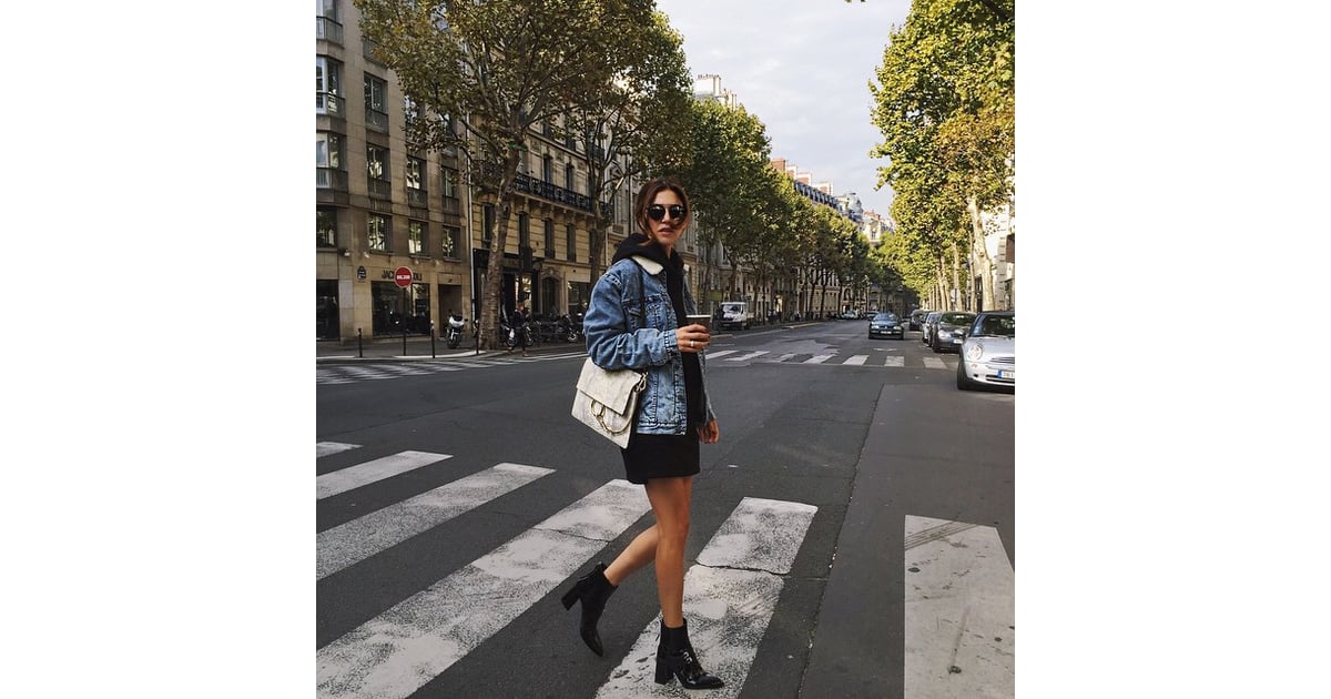 A Black Dress, a Denim Jacket, and Black Booties Easy Outfit Ideas