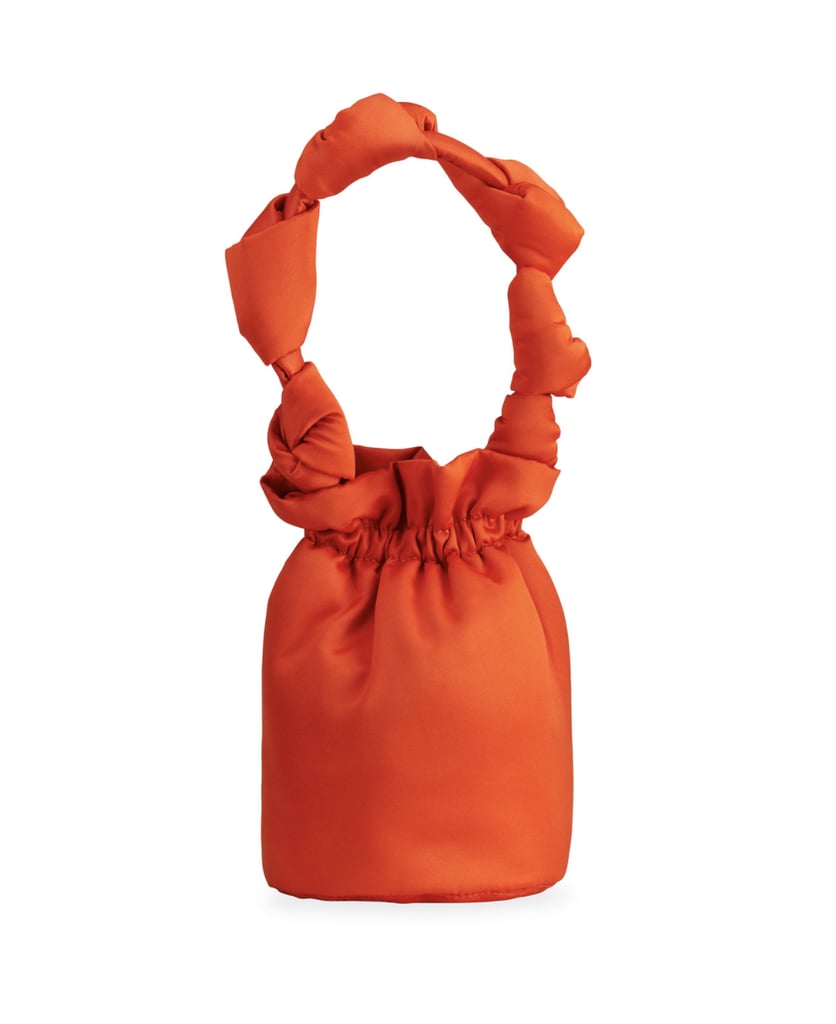 Ganni Knotted Satin Top-Handle Bag