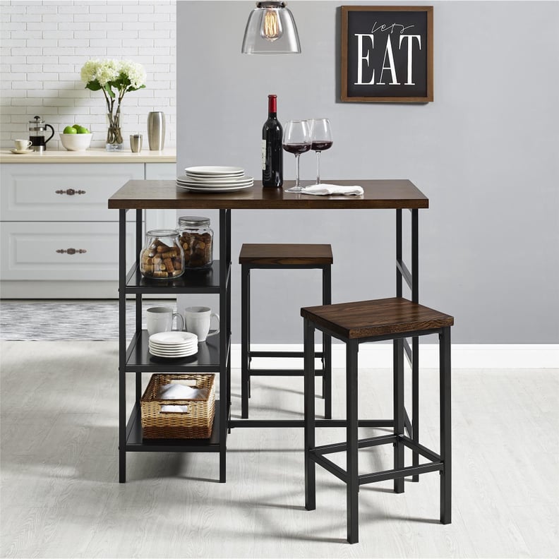 Mainstays 3-Piece Metal Pub Set With Wooden Top