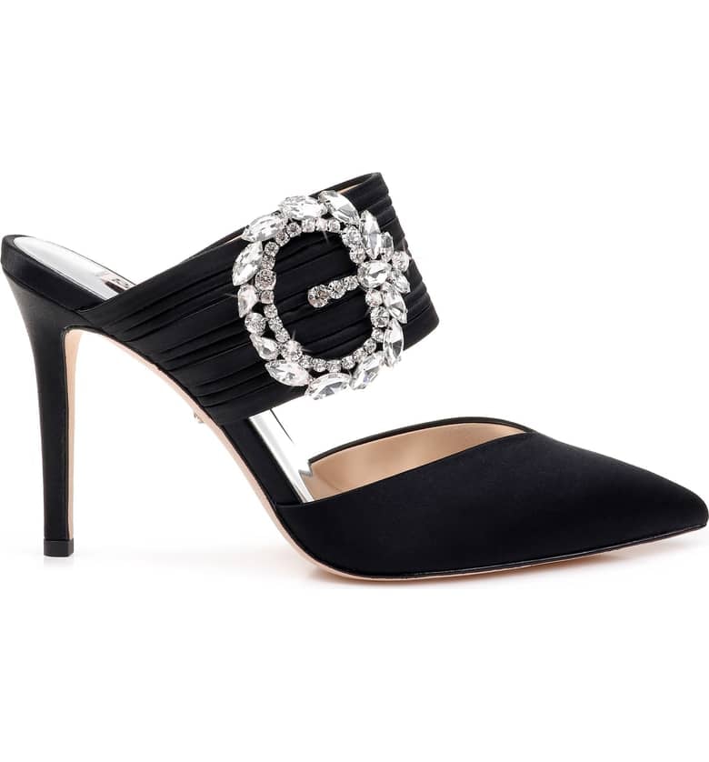 Badgley Mischka Crystal Buckle Mules