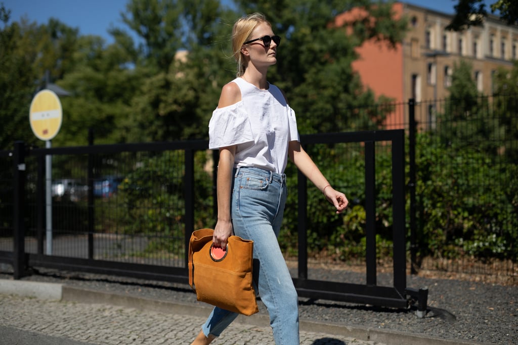 A denim outfit that definitely feels like Summer? One with a light, flirty top.