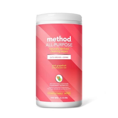 Method All-Purpose Compostable Pink Grapefruit Cleaning Wipes