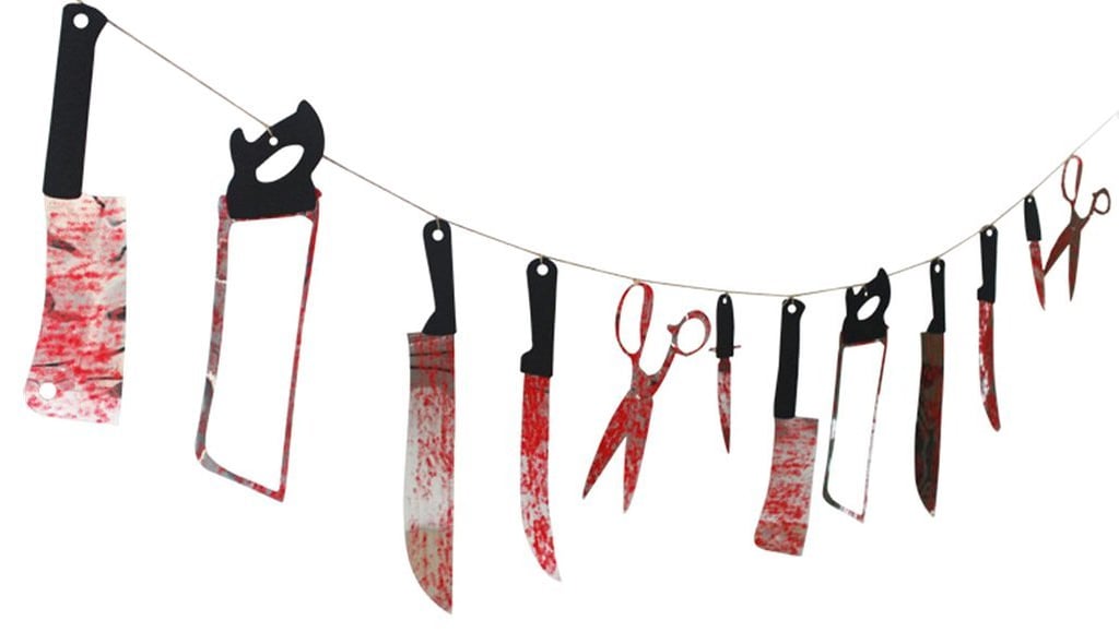 Give your party a horror theme with this Bloody Weapons Garland ($8).