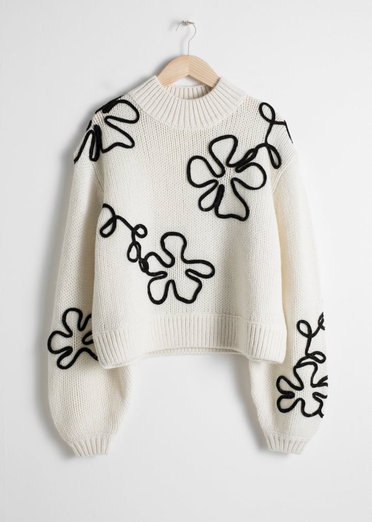 & Other Stories Wool Blend Floral Rope Sweater