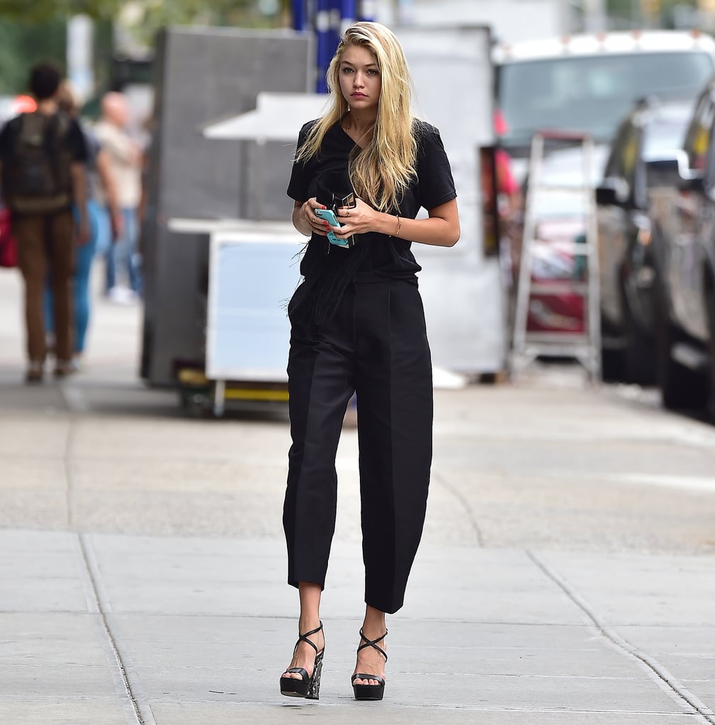 Even the Black T-Shirt You Sleep in Isn't Boring With Platform Pumps
