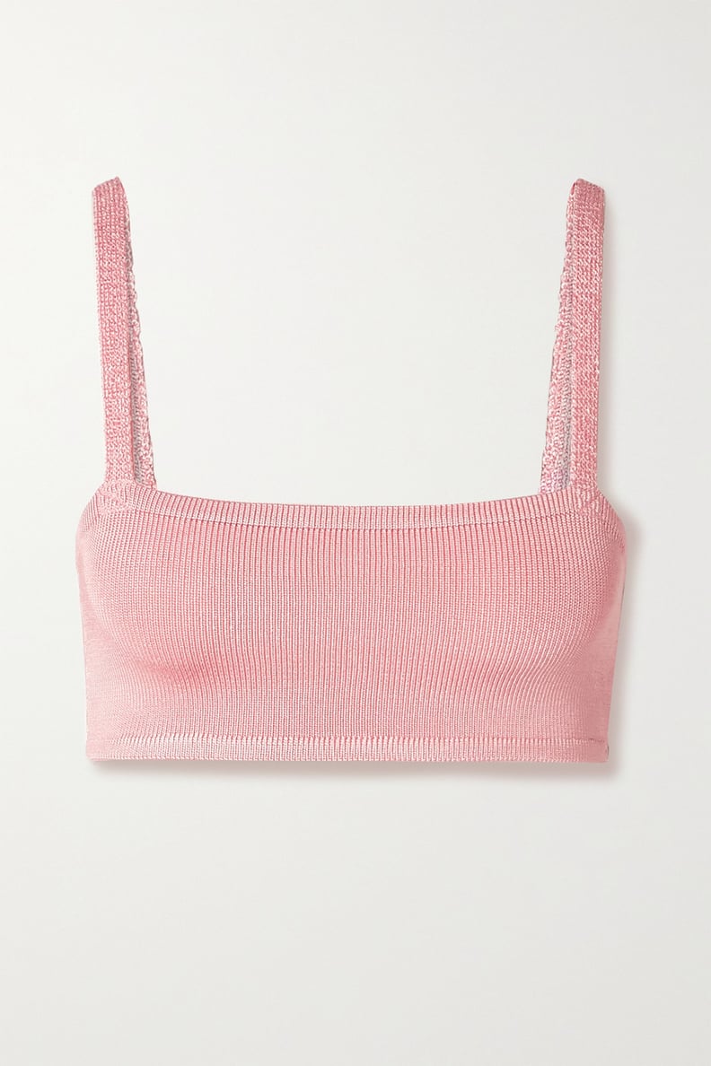 Calle Del Mar Baby Pink + Net Sustain Cropped Stretch-Knit Bra Top