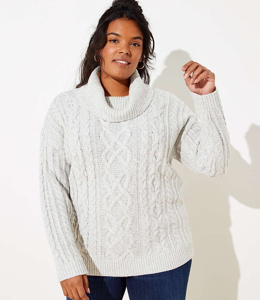 LOFT Turtleneck Cable Sweater