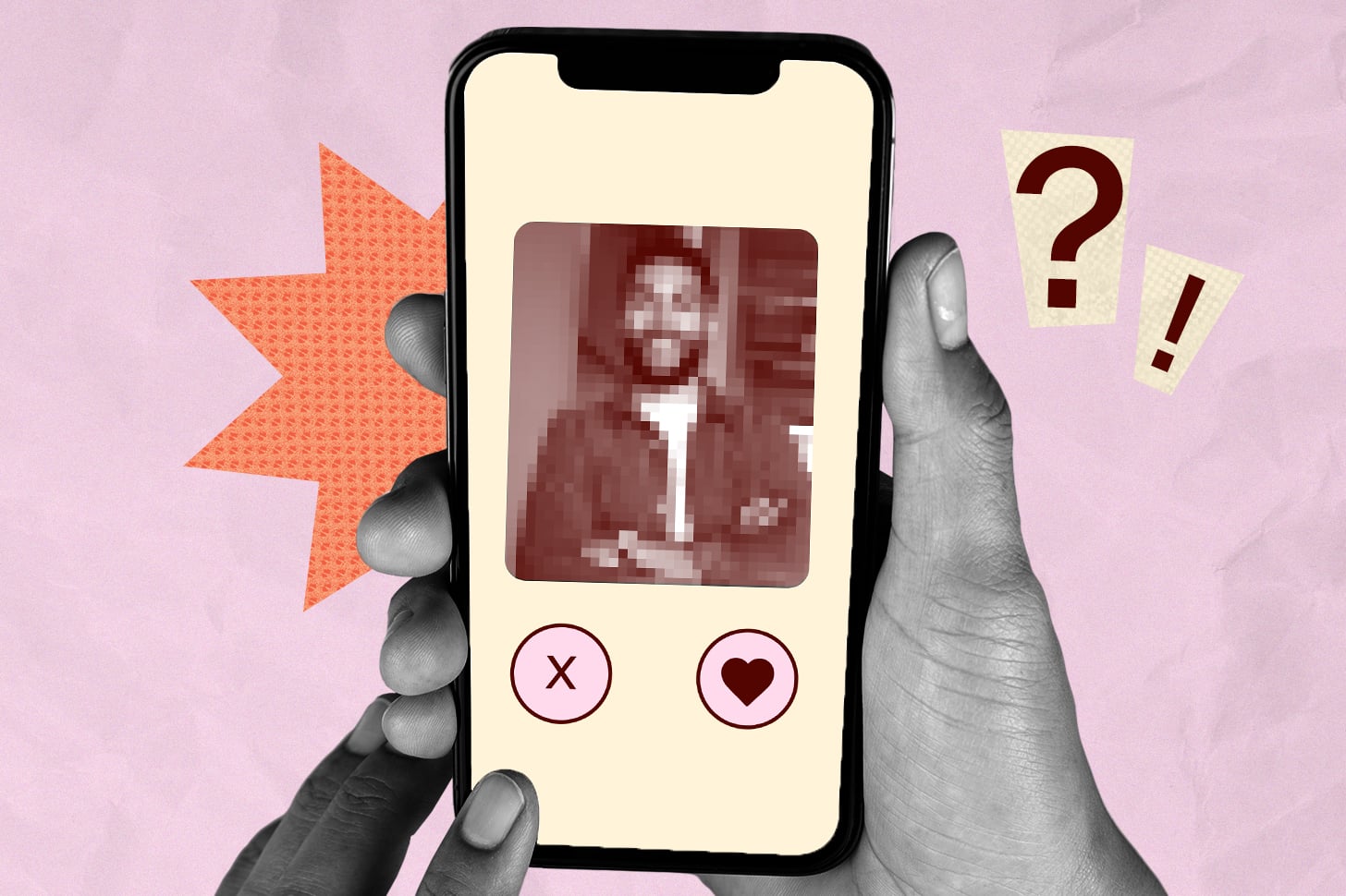 a colorful image of someone swiping on a dating app.