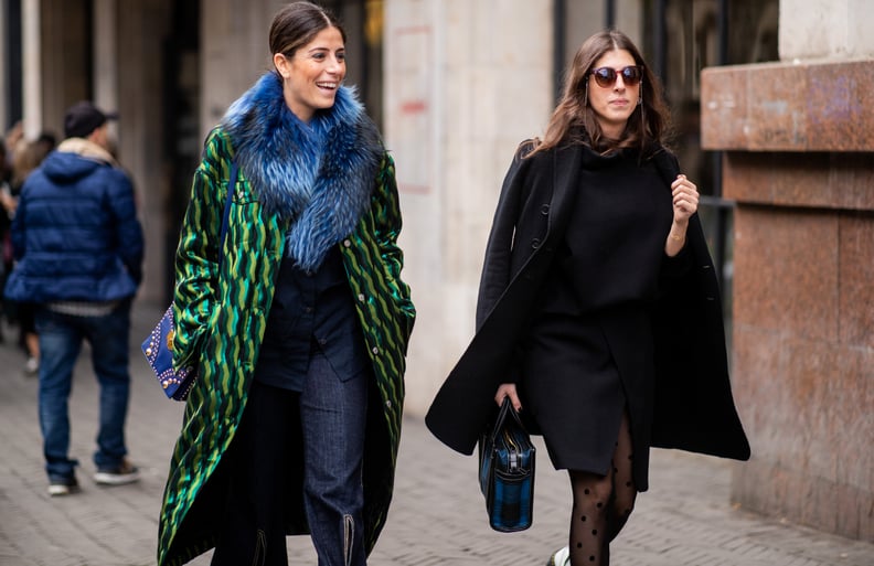 For a Touch of Glamour, Style a Printed Coat With a Fuzzy Scarf