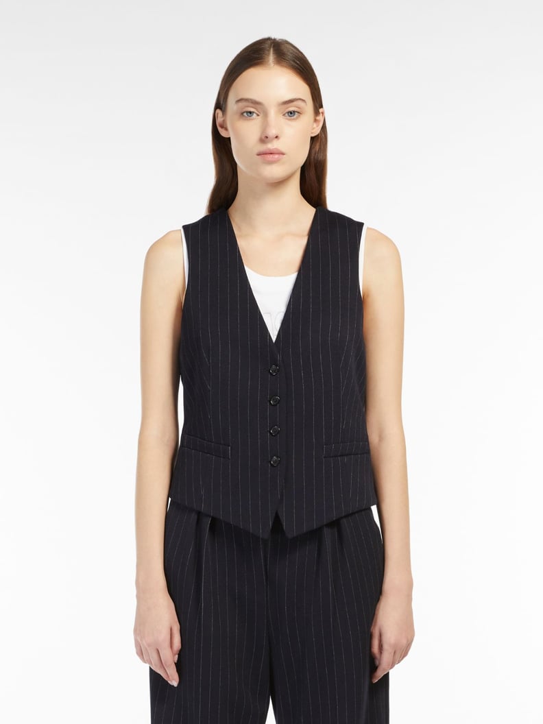 Max Mara Divo Pinstriped Wool Gilt