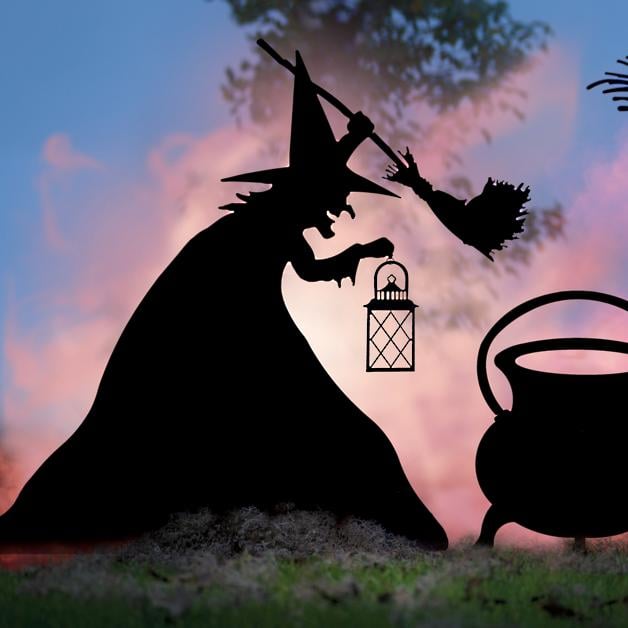 Witch With Lantern Silhouette