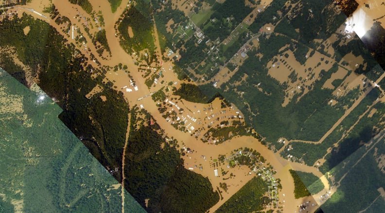 Aerial footage of the flooding above Port Vincent, LA.