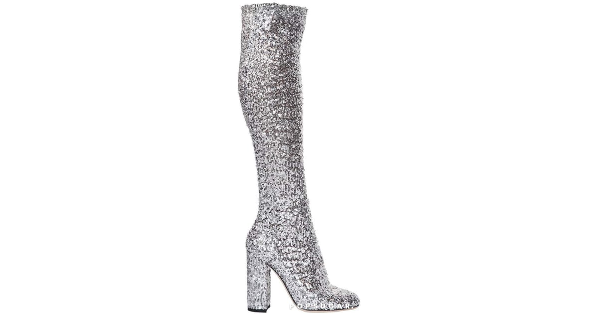 Dolce & Gabbana Stretch Sequins Over The Knee Boots | Miley Cyrus's ...